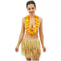 57006 collier hawaien orange accessoire de deguisement