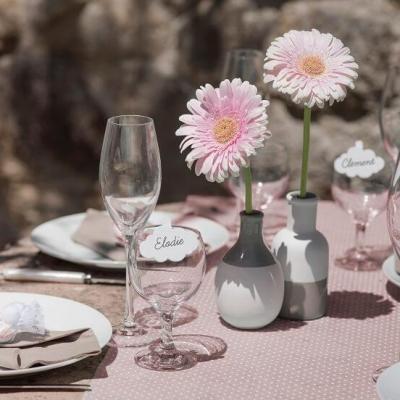 5703 decoration chemin de table intisse pois rose