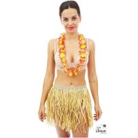 57031 accessoire de deguisement collier hawaien orange avec fleurs