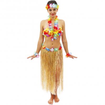 1 Jupe Hawaïenne avec fleurs Beige 80cm REF/57340 (Accessoire déguisement adulte)