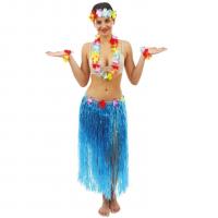 57350 accessoire de deguisement jupe hawaienne bleu adulte 80cm