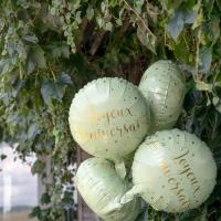 6238 decoration ballon anniversaire aluminium vert olive dore or metallise