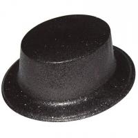 63553 accessoire de deguisement chapeau noir haut de forme plastique paillete