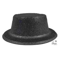 63553 accessoire deguisement chapeau noir haut de forme plastique paillete