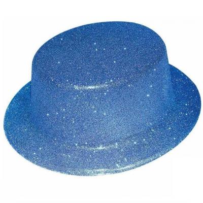 1 Chapeau plastique haut de forme bleu pailleté REF/63554 (Accessoire déguisement adulte)