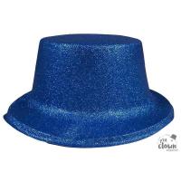 63554 accessoire deguisement chapeau haut de forme plastique paillete bleu