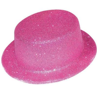 1 Chapeau plastique haut de forme rose pailleté REF/63555 (Accessoire déguisement adulte)