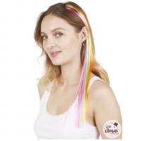 66635 accessoire de deguisement cheveux meches multicolore a clipser