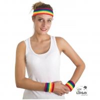 66671 accessoire de deguisement pride arc en ciel bandeau poignet