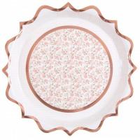 6698 assiette rose gold et blanche avec decoration de roses