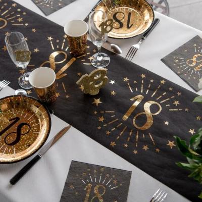 6789 assiette carton noir dore metallise anniversaire 18ans