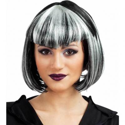 1 Perruque Vampiresse noire et blanche REF/68998 (Accessoire de déguisement Halloween)