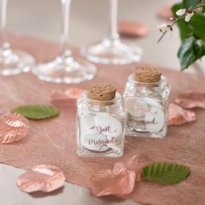 6935 decoration contenant pot carre mariage just married rose gold verre et liege