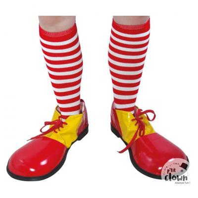 1 Paire rouge et blanche de chaussettes rayées de clown REF/72155 (Accessoire déguisement adulte)