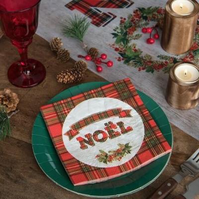 7786 serviettes de table tartan noel