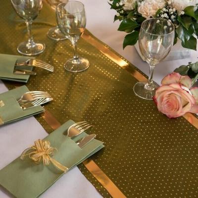 7797 decoration chemin de table elegant vert olive sauge et dore or