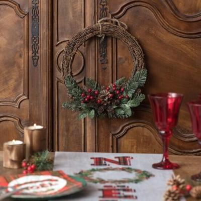 7815 grande couronne decorative de noel esprit de la foret sapin