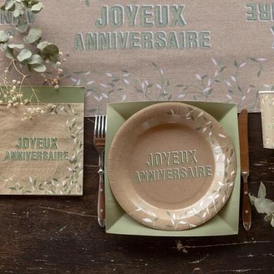 7862 gobelet carton joyeux anniversaire theme nature champetre