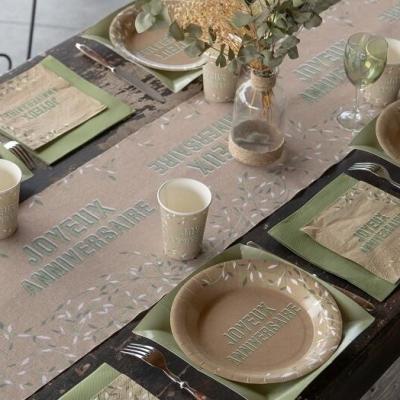 7864 decoration chemin de table joyeux anniversaire nature champetre