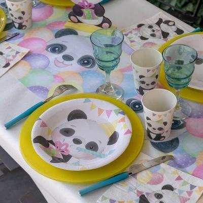 7893 serviette de table panda multicolore en papier fete anniversaire