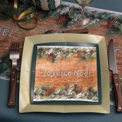 8086 serviette de table en papier joyeux noel decoration hivernale