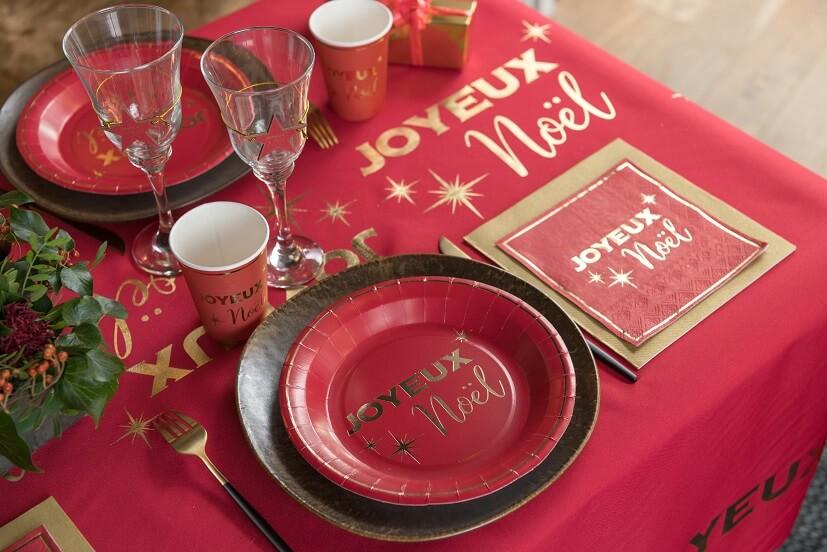 8 Gobelets en carton - Rouge et Or Joyeux Noël - Jour de Fête -  Traditionnelle - Tables de Noël et Réveillon