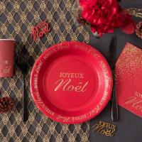 8113 decoration assiette ronde carton rouge noel