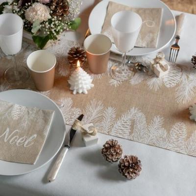 8170 serviette de table noel en papier nature sapin