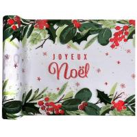 8185 chemin de table traditionnel joyeux noel blanc rouge vert 