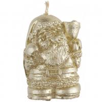 8263 decoration bougie pere noel dore or metallique