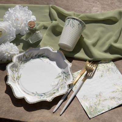 8425 serviette de table feuillage vert naturel champetre papier