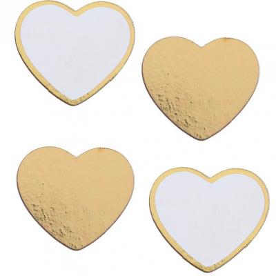 Décoration confettis de table à parsemer en bois: coeurs (x10) Blanc et doré or métal REF/8429