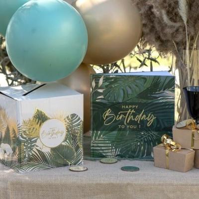 8541 decoration livre d or jungle chic tropicale anniversaire haopy birthday