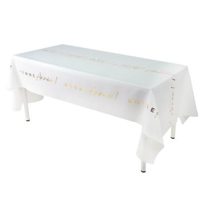 8571 nappe blanche pliee bonne annee dore or metallisee