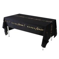 8571 nappe noire pliee bonne annee dore or metallisee