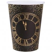 8577 gobelet carton horloge du nouvel an noir et dore or metallique