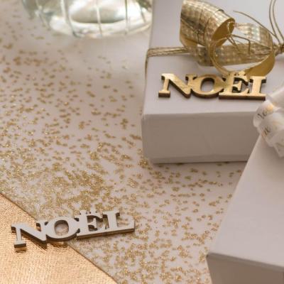 8663 decoration de table a parsemer noel blanc dore or metallique