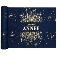 8664 chemin de table bonne annee bleu marine dore or metallique