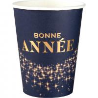 8668 gobelet carton bleu marine dore or metallique bonne anne etincelant