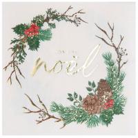 8676 serviette de table papier 3 plis noel sous bois decoration florale