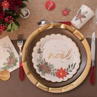 8676 serviette de table papier 3plis noel decoration florale sous bois