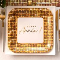 8683 assiette carree carton bonne annee disco