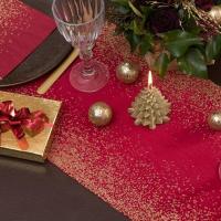 8695 rouleau chemin de table velours pluie de confettis rouge dore or metallise