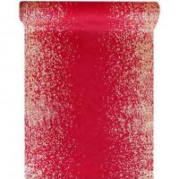 8695 rouleau chemin de table velours pluie de confettis rouge et dore or metallique