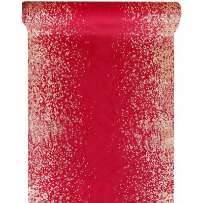 8695 rouleau chemin de table velours pluie de confettis rouge et dore or metallique