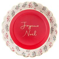 8702 assiette ronde en carton houx de noel