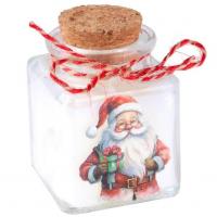 8710 bougie pere noel dans pot carre en verre