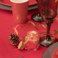 8713 bougie noel dore or et rouge dans pot verre