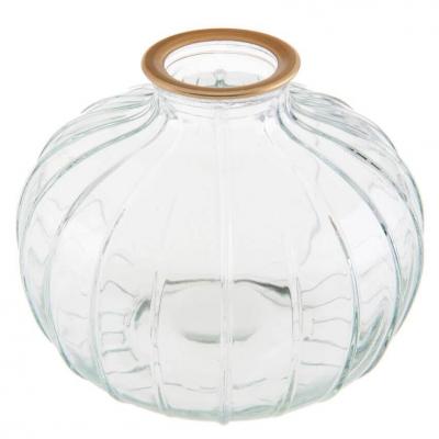 8718 vase boule dore transparent