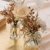 8737 piquet decoratif floral dore or metallise